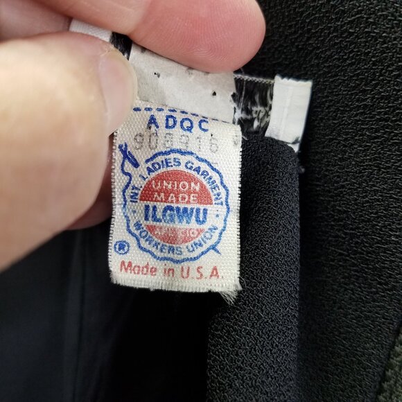 Vtg Nat Kaplan Couture Shift Dress 14 Black Long Sleeve Layered Ribbon Bow 80's - Picture 16 of 16